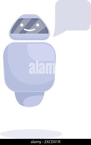 Robot mignon souriant discutant à l'aide d'une bulle de parole Illustration de Vecteur