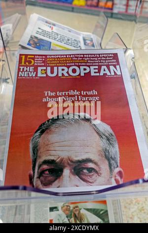 "La terrible vérité sur Nigel Farage" le titre du nouveau journal européen 8 juin 2024 Londres Royaume-Uni Banque D'Images