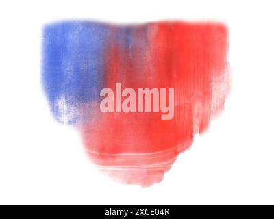 Contour de pinceau éclatant en mélangeant les couleurs rouge et bleue. couleurs du drapeau national de nombreux pays. Illustration abstraite de peinture aquarelle Banque D'Images