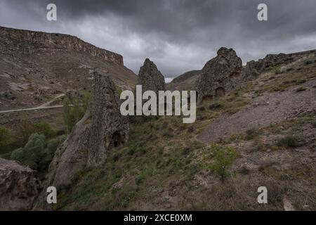 Ruine historique de l'église de la grotte à Soğanlı Ören Yeri cappadoce Banque D'Images