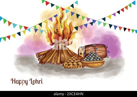 Illustration de fond de vacances heureux lohri pour la conception de carte de festival punjabi Illustration de Vecteur