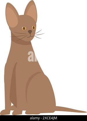 Chat brun assis posant pour le portrait sur fond blanc Illustration de Vecteur