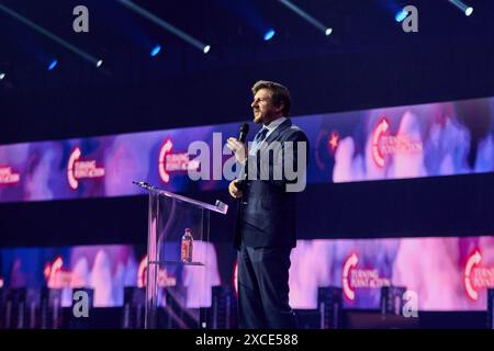 Detroit, Michigan, États-Unis. 16 juin 2024. James O'Keefe prend la parole au Turning point USA ''People's Convention'', à Detroit, Michigan, le samedi 15 juin, 2024. (crédit image : © Dominic Gwinn/ZUMA Press Wire) USAGE ÉDITORIAL SEULEMENT! Non destiné à UN USAGE commercial ! Banque D'Images