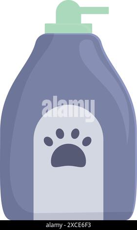 Bouteille de shampooing pour animaux avec distributeur à pompe, avec une impression de patte sur l'étiquette Illustration de Vecteur