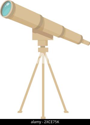 Télescope est debout sur un trépied, prêt à être utilisé pour observer le ciel nocturne Illustration de Vecteur