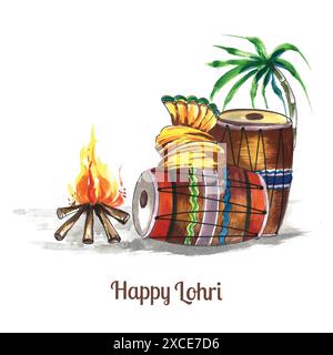 Heureux festival Lohri du punjab Inde fond Illustration de Vecteur