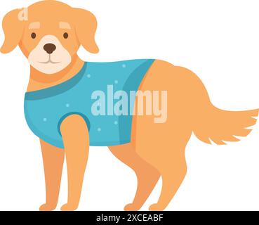 Chien Golden retriever mignon est debout et porte une chemise bleue Illustration de Vecteur
