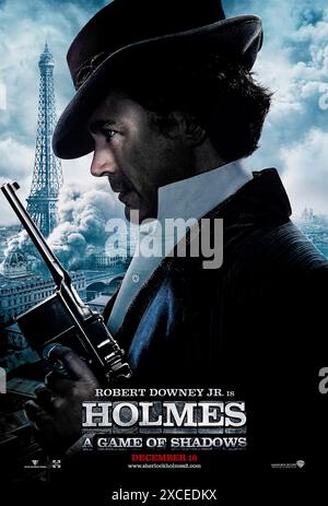Sherlock Holmes : a Game of Shadows (2009) réalisé par Guy Ritchie et mettant en vedette Robert Downey Jr. le détective Sherlock Holmes est sur la piste du cerveau criminel Professeur Moriarty, qui commet une série de crimes aléatoires à travers l'Europe. Affiche de personnage AMÉRICAINE ***USAGE ÉDITORIAL SEULEMENT ***. Crédit : BFA / Warner Bros Banque D'Images