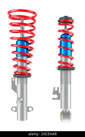 Amortisseurs avant et arrière, rendu 3D isolé sur fond blanc Banque D'Images