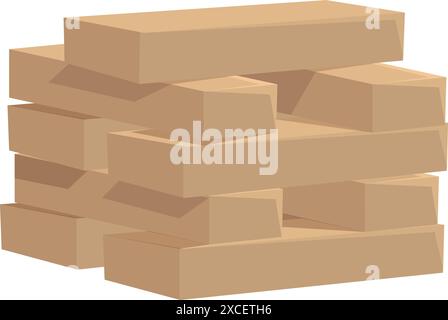 Grande pile de boîtes en carton s'équilibrant précairement formant une tour, prête à s'effondrer Illustration de Vecteur