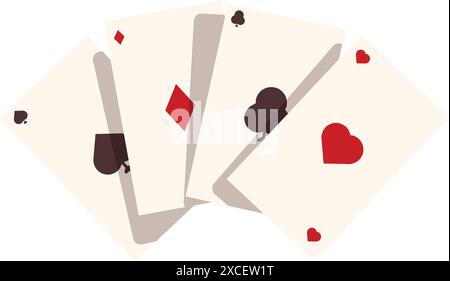 Quatre as d'un jeu de cartes à jouer standard se sont étalés montrant chaque couleur différente Illustration de Vecteur