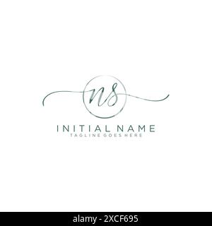 NS écriture manuscrite initiale avec modèle de cercle Illustration de Vecteur