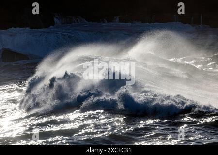 Grandes vagues se brisant sur les rochers côtiers, Sydney Australie Banque D'Images