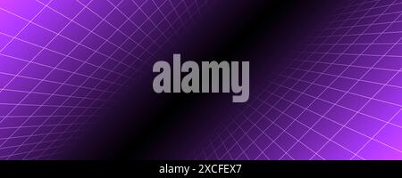 Arrière-plan filaire au néon violet. Plans de grille diagonaux en damier brillants en profondeur. Fond d'écran rétro futuriste. Fond de surface de matrice SCI fi de jeu d'arcade pour affiche, bannière. Vecteur Illustration de Vecteur