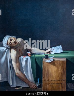 JACQUES LOUIS DAVID (1748-1825) LA MORT DE MARAT (1794) LE LOUVRE PARIS FRANCE Banque D'Images