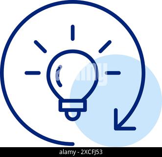 Ampoule et flèche de rafraîchissement. Créativité adaptative et pensée dynamique pour la résolution de problèmes. Icône vectorielle Pixel Perfect Illustration de Vecteur