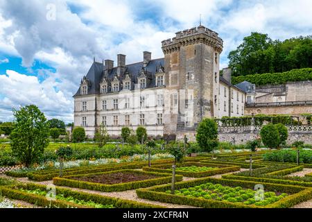 CHÂTEAU DE VILLANDRY (11ÈME SIÈCLE RECONSTRUIT 1532-1536) VILLANDRY FRANCE Banque D'Images