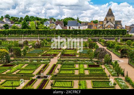 CHÂTEAU DE VILLANDRY (11ÈME SIÈCLE RECONSTRUIT 1532-1536) VILLANDRY FRANCE Banque D'Images