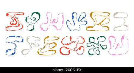 Actifs graphiques vectoriels définis dans le style Acid, fond rétro futuriste Illustration de Vecteur