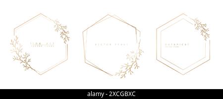 Ensemble de modèles de cadre hexagonal dans un style linéaire minimal Illustration de Vecteur
