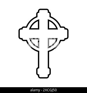 Icône de croix celtique, symbole de croix chrétienne, forme de contour Illustration de Vecteur