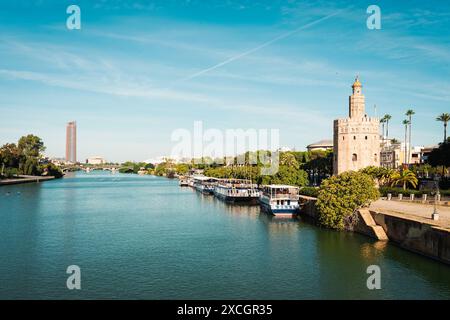 La Torre del Oro et le Guadalquivir à Séville Banque D'Images