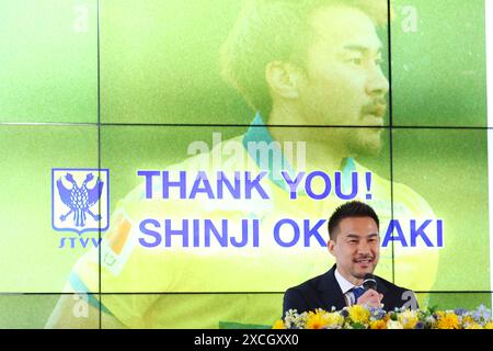 Tokyo, Japon. 17 juin 2024. Shinji Okazaki (STVV) Football/Football : le footballeur japonais Shinji Okazaki assiste à une conférence de presse et annonce sa retraite à Tokyo, au Japon . Crédit : YUTAKA/AFLO SPORT/Alamy Live News Banque D'Images