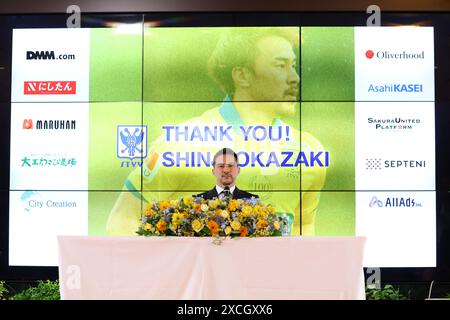 Tokyo, Japon. 17 juin 2024. Shinji Okazaki (STVV) Football/Football : le footballeur japonais Shinji Okazaki assiste à une conférence de presse et annonce sa retraite à Tokyo, au Japon . Crédit : YUTAKA/AFLO SPORT/Alamy Live News Banque D'Images