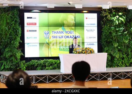 Tokyo, Japon. 17 juin 2024. Shinji Okazaki (STVV) Football/Football : le footballeur japonais Shinji Okazaki assiste à une conférence de presse et annonce sa retraite à Tokyo, au Japon . Crédit : YUTAKA/AFLO SPORT/Alamy Live News Banque D'Images
