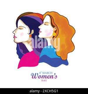 Carte de célébration pour le 8 mars fond de journée heureuse des femmes Illustration de Vecteur