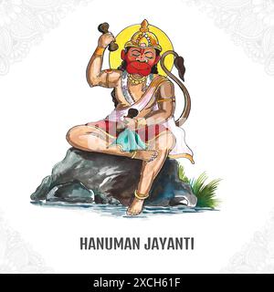 Jay shri RAM Happy hanuman jayanti fond de carte de festival Illustration de Vecteur