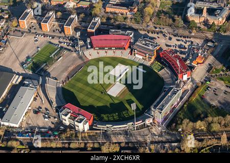 Photo aérienne d'Old Trafford Cricket Ground prise à 1500 pieds Banque D'Images