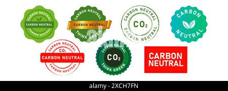 badge de sceau de cercle signe autocollant d'étiquette neutre en carbone pour l'environnement de durabilité écologique Illustration de Vecteur