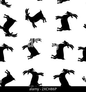 Illustration isolée vectorielle de motif avec des chèvres. Motif noir et blanc avec des animaux. Illustration de Vecteur