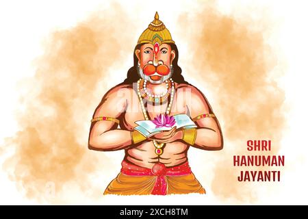 Jay shri RAM Happy hanuman jayanti fond de carte de festival Illustration de Vecteur