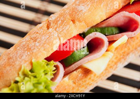 Grand sandwich savoureux sur un fond texté Banque D'Images