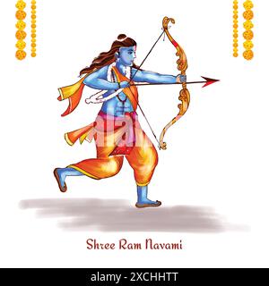 Fond de carte de célébration du festival Lord shree RAM navami Illustration de Vecteur