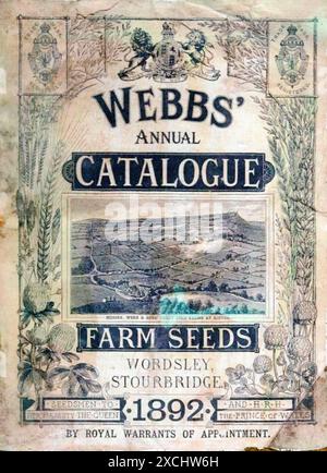 CATALOGUE ANNUEL de WEBBS magazine vintage couverture avant SEMENCES AGRICOLES Wordsley, Stourbridge Angleterre 1892 Grande-Bretagne KATHY DEWITT Banque D'Images