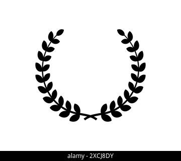 Couronne Laurel. Icône de prix de feuilles noires isolé sur fond blanc. Emblème de feuille. Couronne du cercle gagnant. Couronne ronde de victoire. Bordure de symbole. Branche Illustration de Vecteur