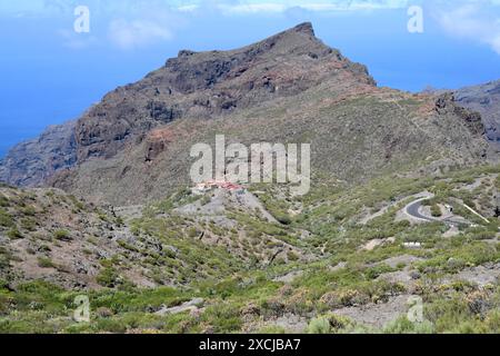 Masca, hameau dans le massif du Teno. Buenavista del Norte municipalité, Tenerife, Santa Cruz de Tenerife province, Îles Canaries, Espagne. Banque D'Images