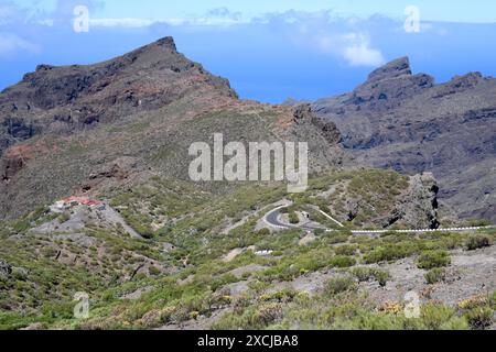 Masca, hameau dans le massif du Teno. Buenavista del Norte municipalité, Tenerife, Santa Cruz de Tenerife province, Îles Canaries, Espagne. Banque D'Images