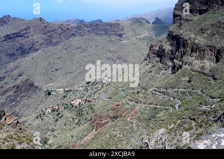 Masca, hameau dans le massif du Teno. Buenavista del Norte municipalité, Tenerife, Santa Cruz de Tenerife province, Îles Canaries, Espagne. Banque D'Images