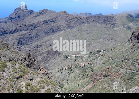Masca, hameau dans le massif du Teno. Buenavista del Norte municipalité, Tenerife, Santa Cruz de Tenerife province, Îles Canaries, Espagne. Banque D'Images