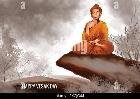 Joyeux vesak jour budha purnima fond de carte Illustration de Vecteur