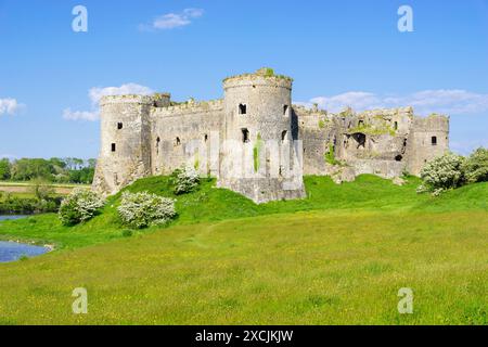 Château de Carew dans le village de Carew Pembrokeshire West Wales UK GB Europe - Castell Caeriw Banque D'Images