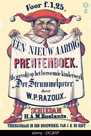 Een Nieuw aardig Prentenboek, ALS vervolg op het beroemde kinderwerk, Der Strummelpeter Door Willem Paulus Razoux, c. 1849 - affiche imprimée vintage Banque D'Images