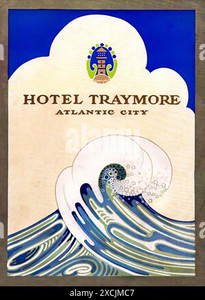 Menu de l'Hôtel Traymore, Atlantic City 1920s. - Affiche de voyage vintage Banque D'Images