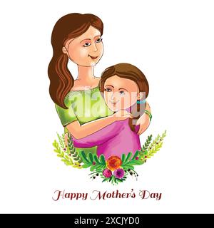 Fête des mères pour fond de carte d'amour de maman et de fille Illustration de Vecteur