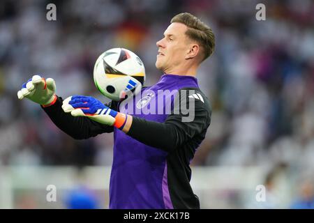 Munich, Allemagne. 14 juin 2024. L'Allemand Mar-André ter Stegen lors du match de l'UEFA Euro 2024 entre l'Allemagne et l'Écosse, Groupe A, date 1, a joué au stade Allianz Arena le 14 juin 2024 à Munich, en Allemagne. (Photo de Bagu Blanco/Sipa USA) crédit : Sipa USA/Alamy Live News Banque D'Images