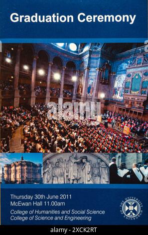 Couverture d'un programme pour une cérémonie de remise des diplômes au McEwan Hall, Université d'Édimbourg, Écosse, Royaume-Uni en 2011 Banque D'Images